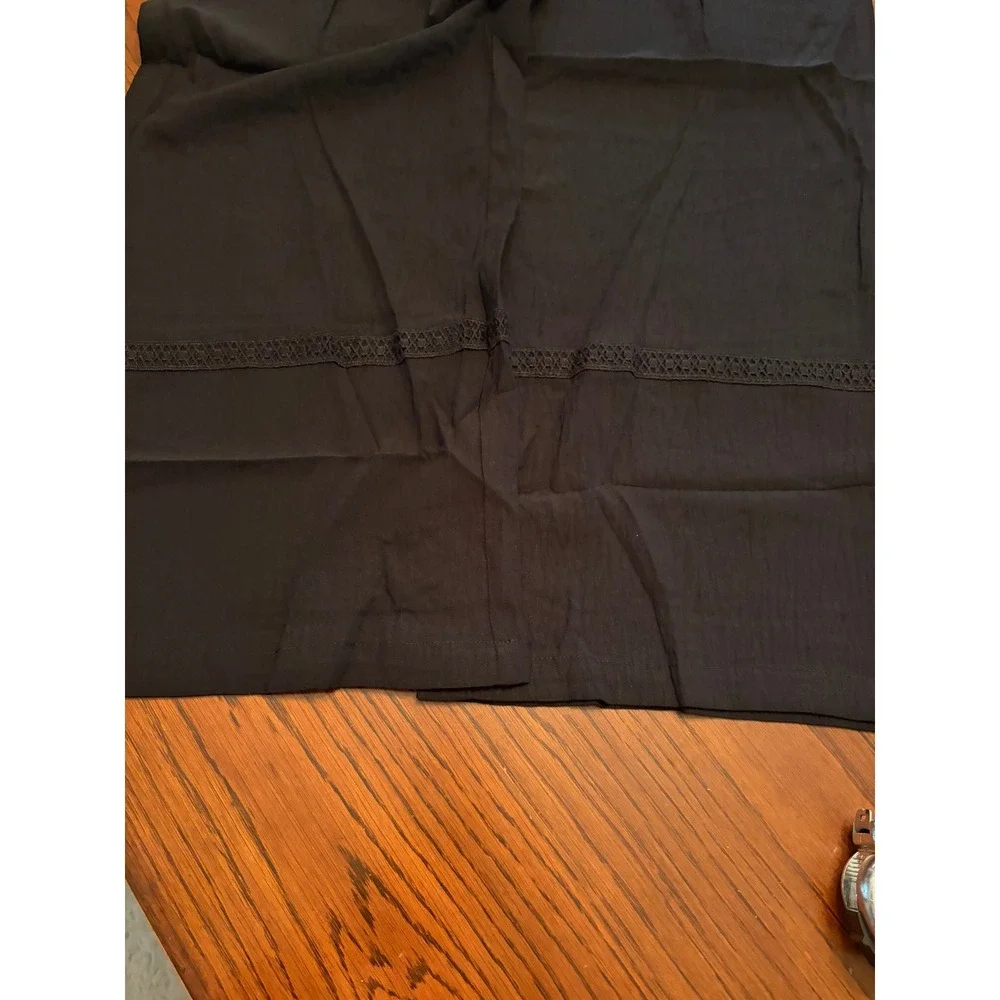 Precautions Black Wide Leg Paperbag Waist Pants Crochet Lace Detail NWT L